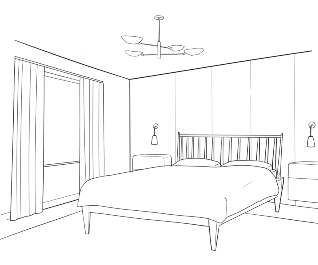 Designed bedroom layout illustration