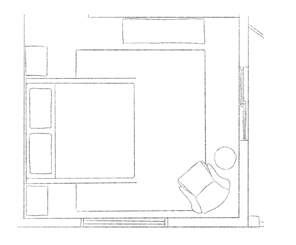 Designed bedroom layout illustration